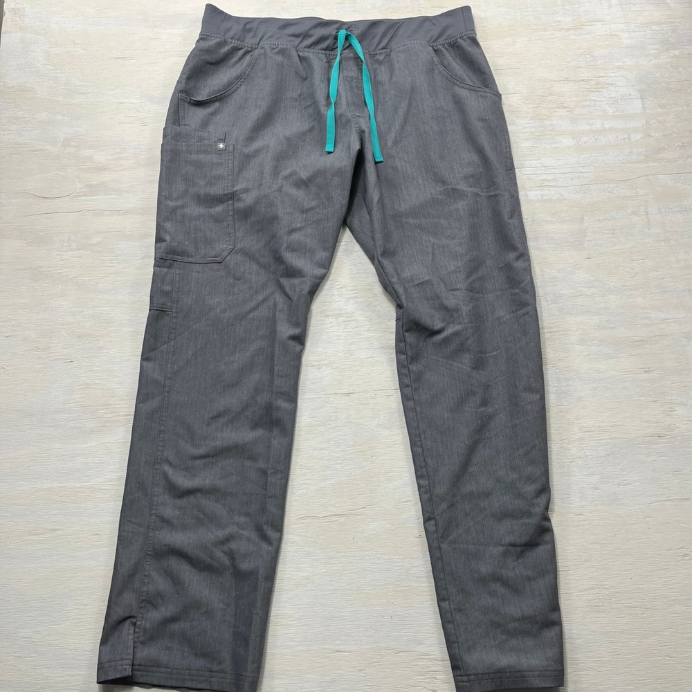 Figs Scrub Pants Kade Straight-Leg XL Tall Drawstring Pockets Gray Women